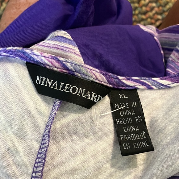 Nina Leonard stripped purple’s colors midi sleeveless dress NWOT C1 - Picture 5 of 6